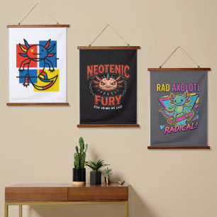 Grappige Axolotl Piet Mondrian Abstracte Kunst Pat Hangend Wandkleed