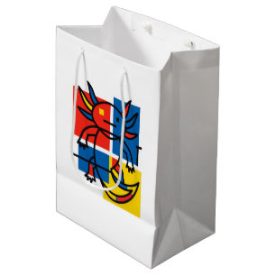 Grappige Axolotl Piet Mondrian Abstracte Kunst Pat Medium Cadeauzakje