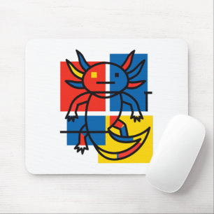 Grappige Axolotl Piet Mondrian Abstracte Kunst Pat Muismat