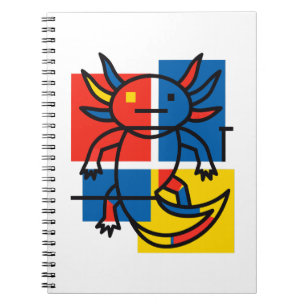 Grappige Axolotl Piet Mondrian Abstracte Kunst Pat Notitieboek