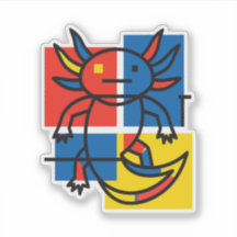 Grappige Axolotl Piet Mondrian Abstracte Kunst Pat