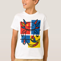 Grappige Axolotl Piet Mondrian Abstracte Kunst Pat