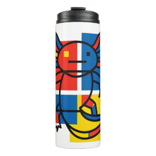 Grappige Axolotl Piet Mondrian Abstracte Kunst Pat Thermosbeker