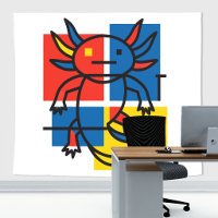 Grappige Axolotl Piet Mondrian Abstracte Kunst Pat