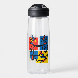 Grappige Axolotl Piet Mondrian Abstracte Kunst Pat Waterfles