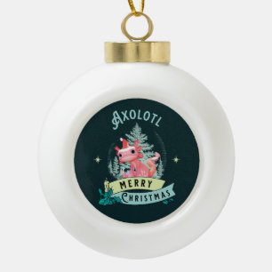 Grappige Axolotl Prettig Kerstfeest Keramische Bal Ornament
