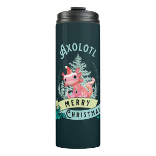 Grappige Axolotl Prettig Kerstfeest Thermosbeker
