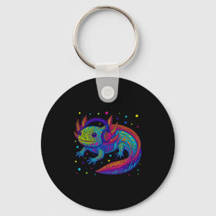 Grappige Axolotl Video Gamer Polka Dot Art Student Sleutelhanger