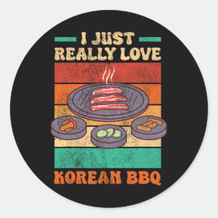 Grappige Aziatische Foodie - Koreaanse BBQ Ronde Sticker