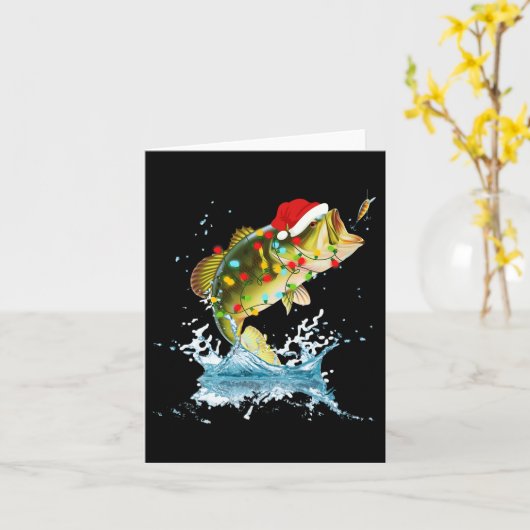 Grappige B Vist Kerstmuts Kerst Pajama Visser Kaart (Gele Bloem)