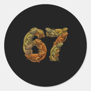 Grappige Baardagaam 6 7 Meme Zes Zeven Beardzilla Ronde Sticker