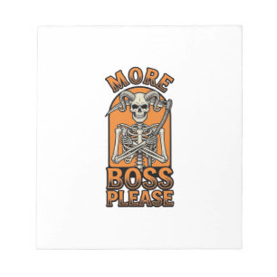 Grappige Baas Skelet Vintage Halloween T-shirt_1 Notitieblok