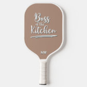 Grappige baas van de keuken kaki wit elegante pickleball paddle (Achterkant)
