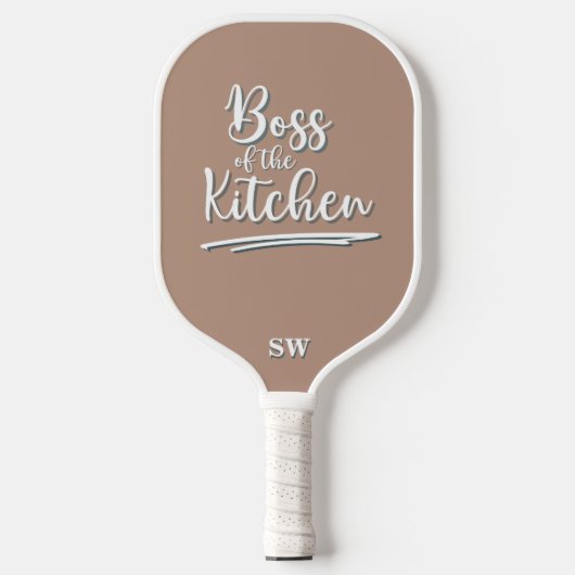 Grappige baas van de keuken kaki wit elegante pickleball paddle (Voorkant)
