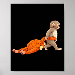 Grappige baby aap slaat schattig dier mannen vrouw poster