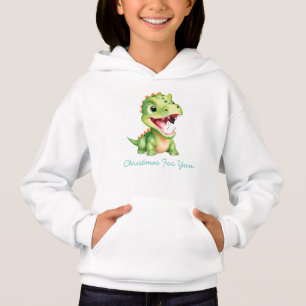 Grappige baby Dinosaur eten sneeuwman kerstfeest