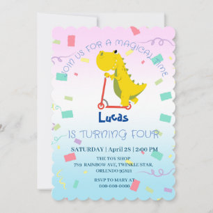 Grappige baby dinosaurus scooter Speelgoed Verjaar Kaart