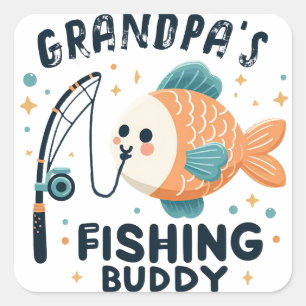 Grappige Baby Fish   Opa's Gevist Buddy Baby Vierkante Sticker