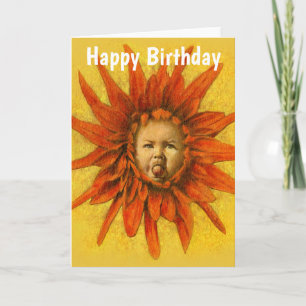 Grappige Baby Flower Verjaardag Kaart