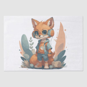 Grappige baby fox hoofdtelefoon tissuepapier