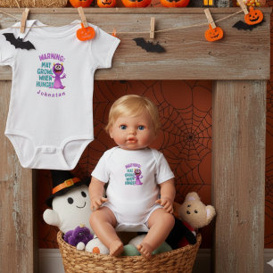 Grappige baby Halloween-waarschuwing: kan grommen  Romper