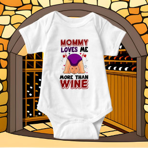 grappige baby mammie houdt van wijnwoordkunst unis romper