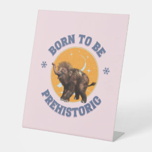 Grappige Baby Mammoet Prehistorische Verjaardag Reclamebord Met Voetstuk