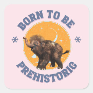 Grappige Baby Mammoet Prehistorische Verjaardag Vierkante Sticker