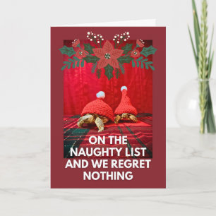 Grappige Baby Turtles Beste Vrienden Naughty List Kaart