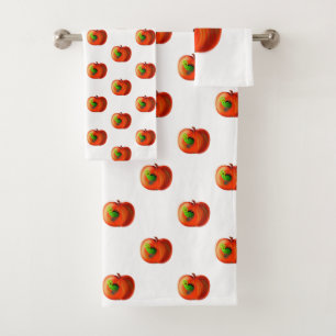 Grappige badhanddoek sets met Happy Apple Worm Bad Handdoek