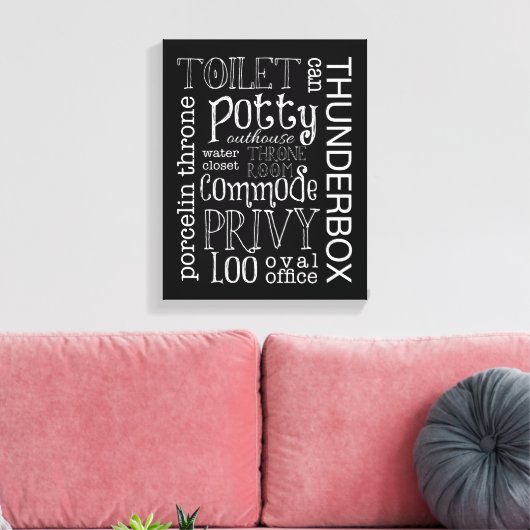 Grappige Badkamer Canvas Art Print (Insitu (Woonkamer))