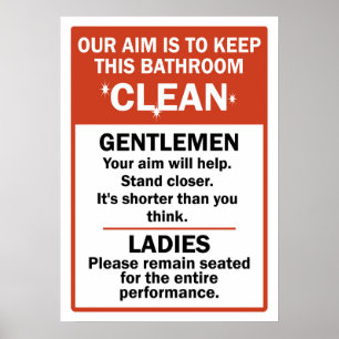 Grappige badkamer etiquette poster