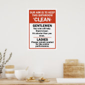 Grappige badkamer etiquette poster (Keuken)