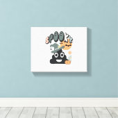 Grappige badkamer Humor Leuke Retro Halloween Spoo Canvas Afdruk (Insitu (Houten vloer))