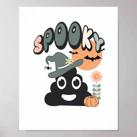 Grappige badkamer Humor Leuke Retro Halloween Spoo Poster (Voorkant)