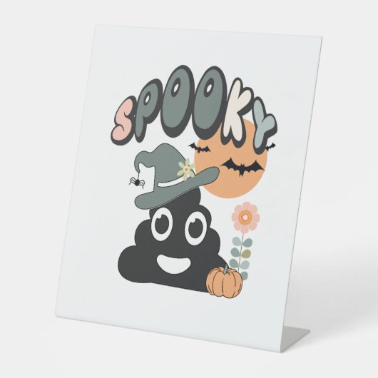 Grappige badkamer Humor Leuke Retro Halloween Spoo Reclamebord Met Voetstuk (Voorkant)