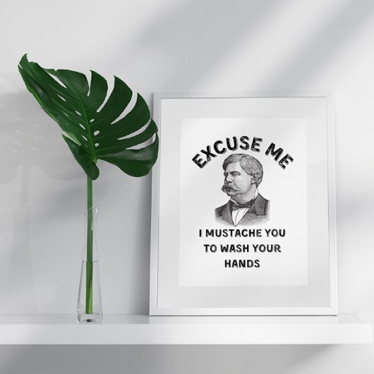 Grappige  badkamer snor citaat poster