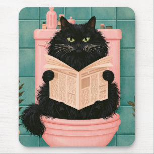 Grappige badkamer zwarte kat muismat