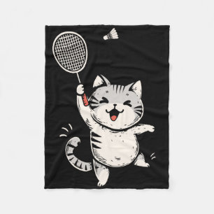 Grappige Badminton Cat Schattige Kat Badminton Spe Fleece Deken