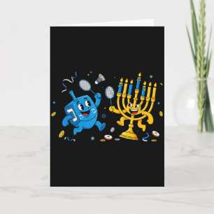 Grappige Badminton Dreidel Menorah Hanukkah Kinder Kaart