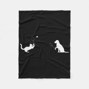 Grappige Badminton Kat En Hond Ontwerp Kleding Kit Fleece Deken