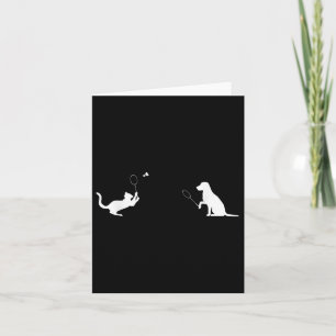 Grappige badminton kat en hond ontwerp kleding kit kaart
