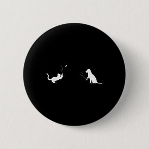 Grappige badminton kat en hond ontwerp kleding kit ronde button 5,7 cm
