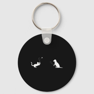 Grappige badminton kat en hond ontwerp kleding kit sleutelhanger