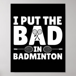 Grappige badminton kunst voor mannen vrouwen shutt poster