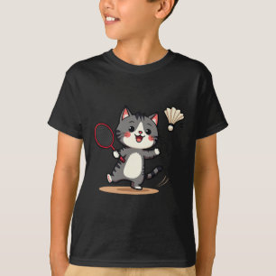Grappige Badminton Schattigee Cat Racket Shuttle M T-shirt