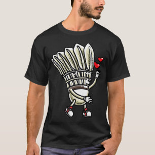 Grappige Badminton Shuttlecock Speler Design Manne T-shirt