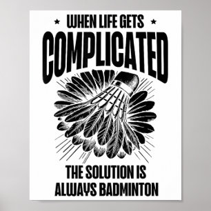 Grappige badmintonspeler houdt van pendelontwerp poster