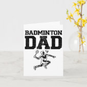 Grappige badmintonspeler houdt van shuttle ontwerp kaart (Gele Bloem)