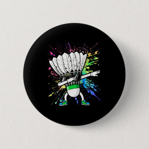 Grappige badmintonspeler kinderen jongens mannen v ronde button 5,7 cm